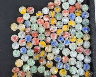 Cracked Glass Marbles with Multicolor Core
