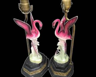 Flamingo Table Lamps With Painted Bases