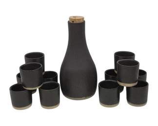 Signed Martz Ceramic Carafe and Cups