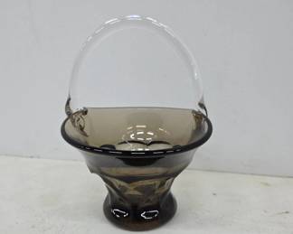 Smoky Glass Handled Dish, 6" Tall