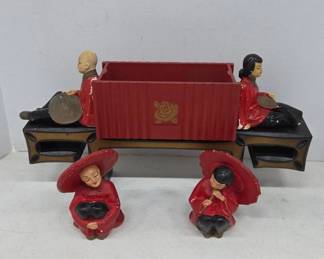 Asian Figurine Display Set with Stand