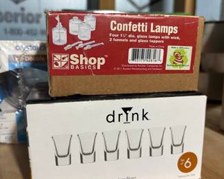 Shop Basics Confetti Lamps Set and Drink Machine Blown Shot Glasses Set