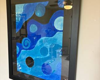 Abstract Blue Swirls Framed Art Print