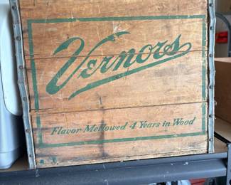 Vernors Ginger Ale Wooden Crate with "Flavor Mellowed 4 Years in Wood" Slogan