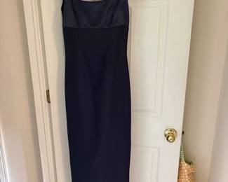 Navy Blue Evening Gown with Embellished Shoulders