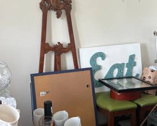 Antique Carved Mahogany Easel
