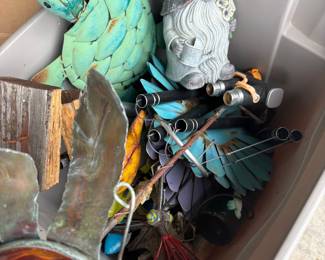Metal Garden Decor Lot - Turtle, Gnome, and Assorted Ornaments
