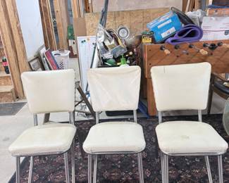 Set of Three Vintage Chrome and Vinyl Diner Chairs