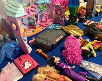 Assorted Toys and Collectibles Lot - Barbie, Littlest Pet Shop, Battleship, Lava Lamp, PEZ, Hello Kitty