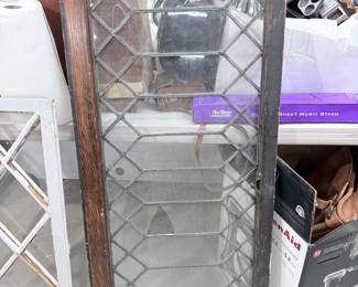 Antique Leaded Glass Window Pane with Diamond Pattern