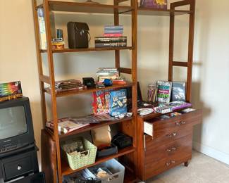 Mid-Century Modern Freestanding Walnut Wall Unit with Drawers