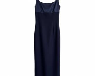 Navy Blue Evening Gown with Embellished Shoulders
