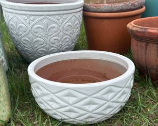 White Diamond Pattern Ceramic Planter