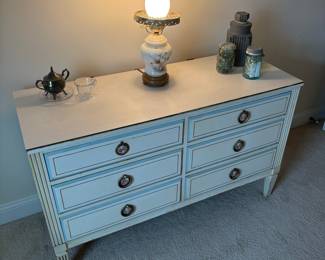 Painted Swedish Gustavian Style Six Drawer Chest