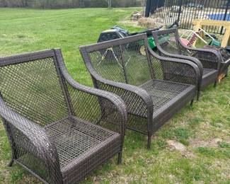Dark Brown Wicker Patio Loveseat