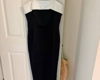 Black and White Strapless Gown