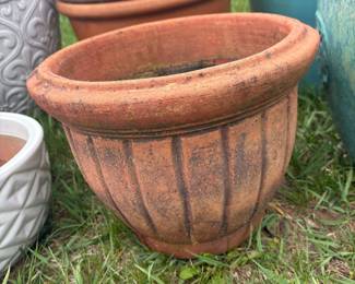 Terracotta Fluted Planter Pot with Rolled Rim