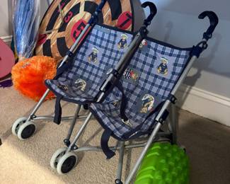 Doll Umbrella Stroller with Teddy Bear Pattern
