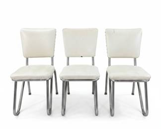 Set of Three Vintage Chrome and Vinyl Diner Chairs