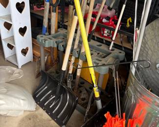 Assorted Garden and Snow Tools with SteelCore Shovel