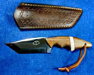 MAURICE JERNIGAN CUSTOM SMITHED FIXED BLADE KNIFE AND SHEATH