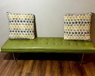 MID CENTURY MODERN OLIVE GREEN BENCH