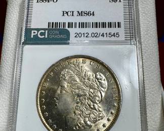 1884 O GRADED MINT STATE 64 MORGAN SILVER DOLLAR