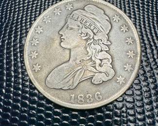 1836 CAPPED BUST LETTERED EDGE SILVER HALF DOLLAR