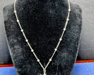 STERLING SILVER NECKLACE AND TEARDROP PENDANT