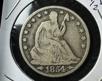 1854 O SEATED LIBERTY SILVER HALF DOLLAR WITH ARROWS