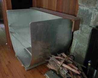 Fireplace Accessory: Custom design stainless steel huge  indoor firewood storage.  40x36x30. Mint condition. 
