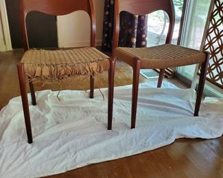 Tow mid-century Woven Teak side chairs