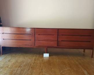 Nine drawer consol (low boy dresser) Stamped made in Denmark. 94x29x18. 