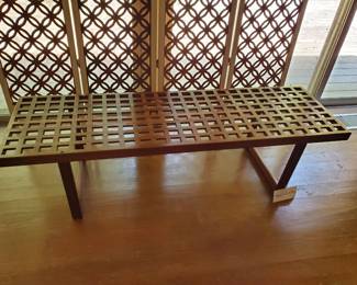 A Rare Find-Vintage Teak bench/table by Peter Levig Nielsen's elegant in design, solid afromosia (African Teak) Flawless lattice bench