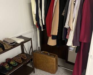vintage clothing, suitcase, shoes, gloves