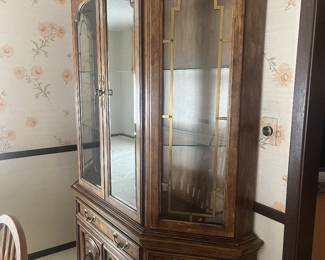 antique china hutch with matching table and chairs