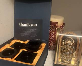 black tea light gift set, decor, candles
