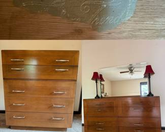 Fashion Trend Johnson Carper Solid Wood Dresser Set Chest of Drawers Mid Centuryd 