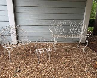 Antique Iron Benches ( Wrought Iron Small Child's Curly Bench ) Ironworks Daisy Garden Bench