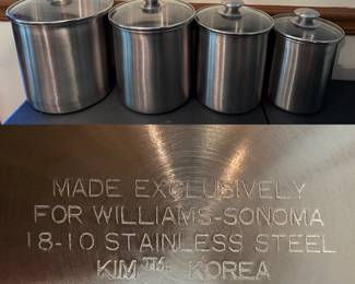 4-piece canister set made of 18/10 stainless steel for Williams-Sonoma-Korea 