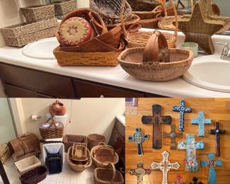 Large Collection of Baskets & Decorative Crosses