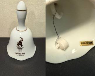 white porcelain commemorative souvenir bell from the 1996 Atlanta Centennial Olympic Games