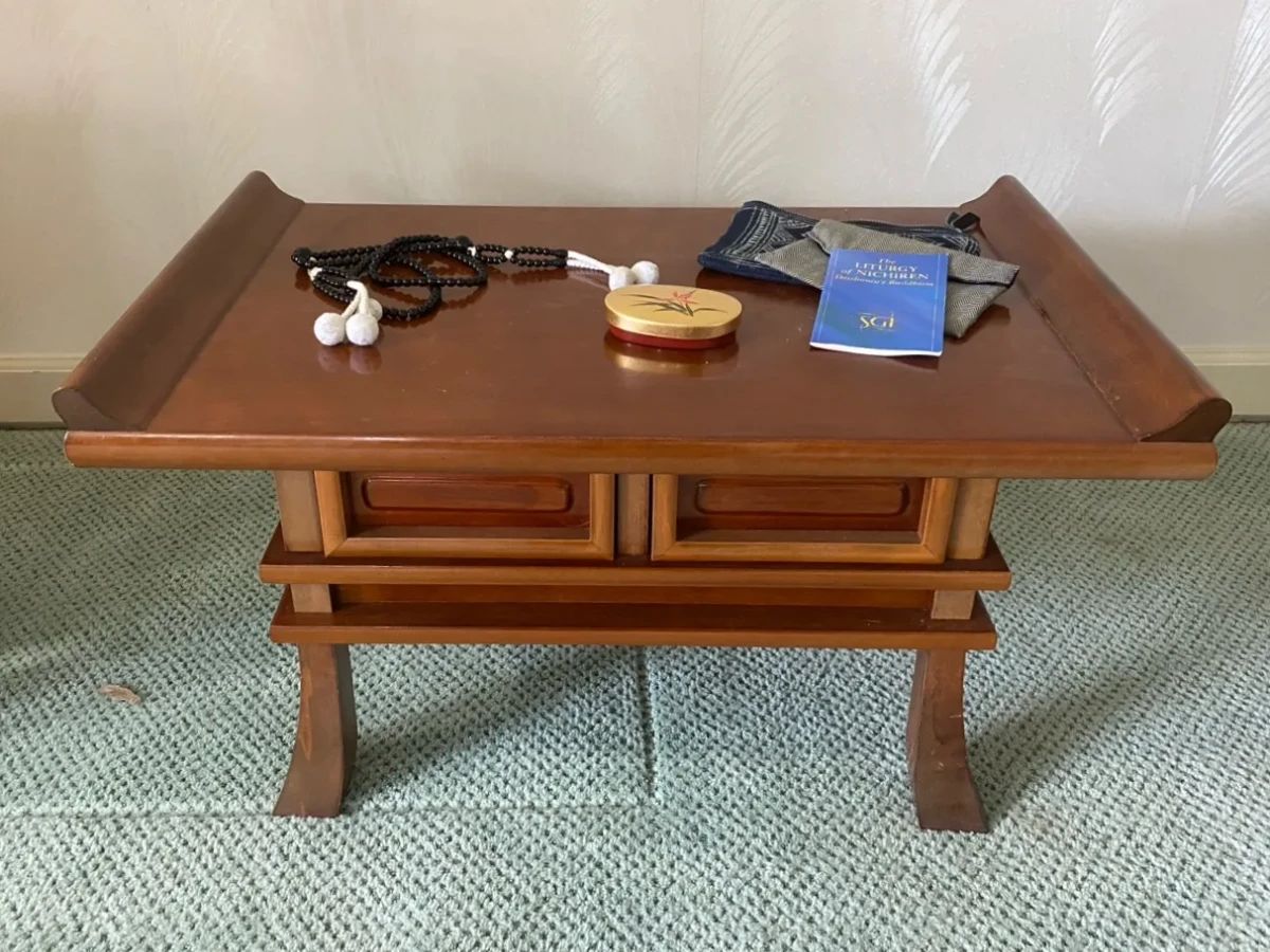 Buddhist Prayer Altar with Beads Box and Bags