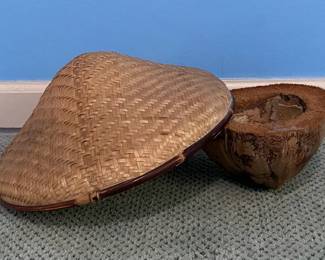 Woven Sun Hat w Coconut Decoration