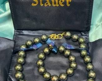Stauer 3 Piece Set-Peacock Green Pearl