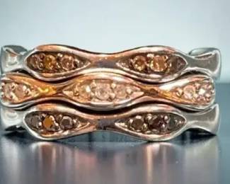 Sterling & Pavé Diamond Multi-Band Ring
