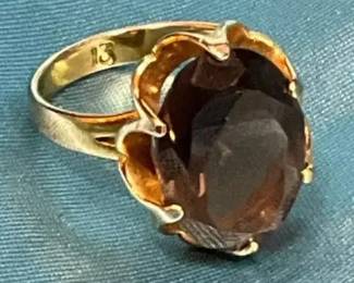 Smokey Quartz & 10k Gold Ring