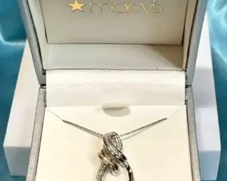 Macy's Bridge Diamond Necklace Set in Sterling & Gold