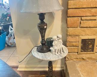 Vintage Brass Marble Top Table