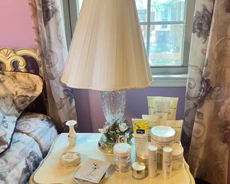 Bedside Table W/ Essentials & Lamp